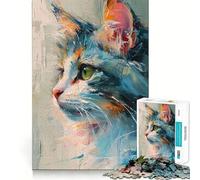 1000 Piece Jigsaw Puzzles Attractive Cat Feline Tight Fit Play Logic Thinking Play Chill Play Time Xmas Art Gift (38x52cm)