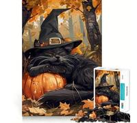 1000 Piece Jigsaw Puzzles Autumn Cat Sleeping on A Pumpkin Perfect Cut Fun Smart Play Activity Cozy Fun Time Birthday Art Play (50x75cm)