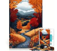1000 Piece Jigsaw Puzzles Autumn Landscape with Winding Path Tight Fit Play Logic Thinking Play Chill Play Time Xmas Art Gift (50x75cm)