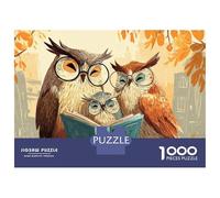 1000 Piece Jigsaw Puzzles- Autumn Owl Family Reading Jigsaw for Adults Brain Teaser Game Difficult Challenge Stress Reduction Gifts 70x50cm/1000pcs