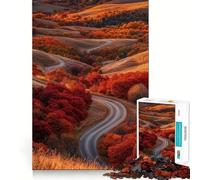 1000 Piece Jigsaw Puzzles Autumn Road Through Hills Tight Fit Play Logic Thinking Play Chill Play Time Xmas Art Gift (38x52cm)