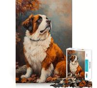 1000 Piece Jigsaw Puzzles Autumn Saint Bernard Tight Fit Play Logic Thinking Play Chill Play Time Xmas Art Gift (38x26cm)