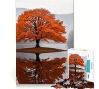 1000 Piece Jigsaw Puzzles Autumn Tree Reflection in Lake Nature Perfect Cut Fun Smart Play Activity Cozy Fun Time Birthday Art Play (50x75cm)