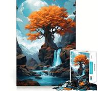 1000 Piece Jigsaw Puzzles Autumn Waterfall Landscape Tight Fit Play Logic Thinking Play Chill Play Time Xmas Art Gift (38x26cm)