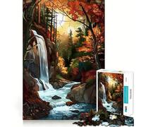 1000 Piece Jigsaw Puzzles Autumn Waterfall Serenity Tight Fit Play Logic Thinking Play Chill Play Time Xmas Art Gift (38x26cm)