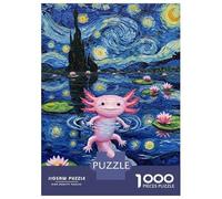 1000-piece Jigsaw Puzzles Axolotl in Starry Night Painting Adult Jigsaw Puzzle Toy Wall Decor A Work of Art Unique Gifts for Birthday And Christmas 38x26cm/1000pcs