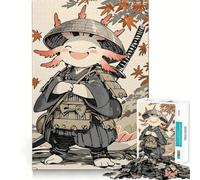 1000 Piece Jigsaw Puzzles Axolotl Samurai in Autumn Tight Fit Play Logic Thinking Play Chill Play Time Xmas Art Gift (38x26cm)