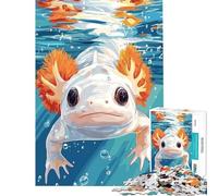 1000 Piece Jigsaw Puzzles Axolotl Underwater Illustration Addictive Toys to Cultivate Patience Hands-on Game for The Whole Family Funny Gifts (Size 75x50cm)