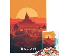 1000 Piece Jigsaw Puzzles Bagan Sunset Myanmar Puzzles for Teenagers Difficult Hard Every Piece Is Unique Toys Educational Games (Size 38x26cm)