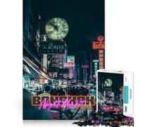 1000 Piece Jigsaw Puzzles- Bangkok Night Market Neat Edge Decor Thinking Training Toy Easy Time Fun Birthday Game Gift (38x52cm)