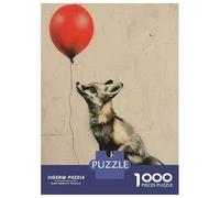 1000 Piece Jigsaw Puzzles- Banksy Fox Red Balloon Jigsaw Puzzle Brain Teaser Game Wall Decoration Deal As Gifts for The Whole Family 52x38cm/1000pcs