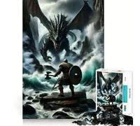 1000-piece Jigsaw Puzzles Barbarian Vs Dragon Perfect Edge Play Brain Skill Play Slow Play Fun Birthday Mind Gift (38x26cm)