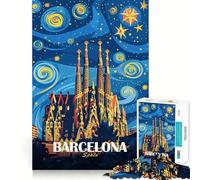 1000-piece Jigsaw Puzzles Barcelona Spain Travel Poster Art Perfect Edge Play Brain Skill Play Slow Play Fun Birthday Mind Gift (50x75cm)
