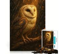 1000 Piece Jigsaw Puzzles- Barn Owl in The Rain Neat Edge Decor Thinking Training Toy Easy Time Fun Birthday Game Gift (38x26cm)