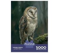 1000 Piece Jigsaw Puzzles- Barn Owl Perched on Mossy Branch Jigsaws for Adults DIY Toys Perfect Decoration Deal As Gifts for The Whole Family 38x26cm/1000pcs