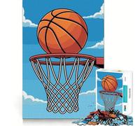 1000 Piece Jigsaw Puzzles- Basketball And Hoop Against A Blue Sky Accurate Cut Fun Thinking Fun Game Slow Time Fun Christmas Home Art (38x26cm)