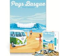 1000 Piece Jigsaw Puzzles- Basque Country Surf Van Accurate Cut Fun Thinking Fun Game Slow Time Fun Christmas Home Art (38x52cm)