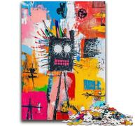 1000 Piece Jigsaw Puzzles Basquiat-style Robot Puzzles for Adults,Stress Reliever Staycation Kill Time Enhance Love between Couples (26x38cm)