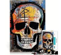 1000 Piece Jigsaw Puzzles- Basquiat Style Skull Accurate Cut Fun Thinking Fun Game Slow Time Fun Christmas Home Art (38x52cm)