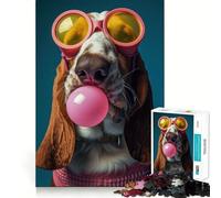 1000 Piece Jigsaw Puzzles- Basset Hound Bubblegum Smooth Cut Play Cognitive Play Gift Restful Play Time Birthday Game Gift (50x75cm)