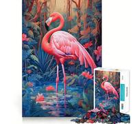 1000 Piece Jigsaw Puzzles- Bathing Flamingo Accurate Cut Fun Thinking Fun Game Slow Time Fun Christmas Home Art (50x75cm)