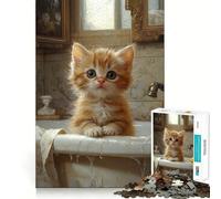 1000-piece Jigsaw Puzzles Bathtime Mischief Perfect Edge Play Brain Skill Play Slow Play Fun Birthday Mind Gift (38x52cm)