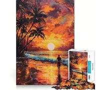 1000-piece Jigsaw Puzzles Beach Sunset Bliss Perfect Edge Play Brain Skill Play Slow Play Fun Birthday Mind Gift (38x52cm)