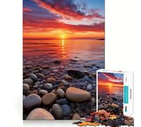 1000-piece Jigsaw Puzzles Beach Sunset Perfect Edge Play Brain Skill Play Slow Play Fun Birthday Mind Gift (50x75cm)