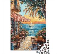 1000-piece Jigsaw Puzzles Beachside Café Sunset Adult Jigsaw Hands-on Game A Work of Art Unique Gifts for Birthday And Christmas 38x26cm/1000pcs
