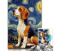1000 Piece Jigsaw Puzzles Beagle at Night Teenager Puzzles,Challenging Game Toys Wall Decoration Unique Birthday And Xmas Gifts (size 38x26cm)