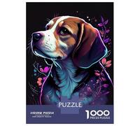 1000-piece Jigsaw Puzzles Beagle Colorful Dog Jigsaws for Adults Brain Teaser Game Improve Memory Unique Gifts for Birthday And Christmas 38x26cm/1000pcs