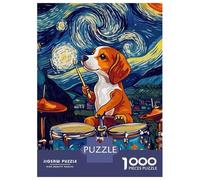 1000-piece Jigsaw Puzzles Beagle Drummer Starry Night Adult Jigsaw Puzzle Hands-on Game Difficult Challenge Parent-child Interaction 38x26cm/1000pcs
