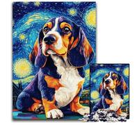 1000 Piece Jigsaw Puzzles Beagle Under The Night Sky Wooden Jigsaw Puzzles Challenging Brain Teaser for Teenagers, Family Game Night Fun 50X75CM