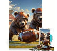 1000-piece Jigsaw Puzzles Bear Cubs Old School Football Perfect Edge Play Brain Skill Play Slow Play Fun Birthday Mind Gift (38x26cm)