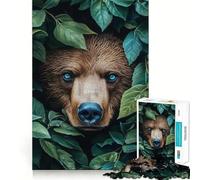 1000 Piece Jigsaw Puzzles Bear in The Bush Clean Fit Decor Smart Mind Activity Cozy Time Play Christmas Fun Gift (38x52cm)