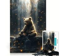 1000-piece Jigsaw Puzzles Bear Meditating Waterfall Perfect Edge Play Brain Skill Play Slow Play Fun Birthday Mind Gift (38x26cm)