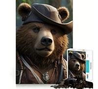 1000 Piece Jigsaw Puzzles- Bear Pirate Captain Neat Edge Decor Thinking Training Toy Easy Time Fun Birthday Game Gift (50x75cm)