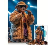 1000 Piece Jigsaw Puzzles- Bear Rapper Performing Neat Edge Decor Thinking Training Toy Easy Time Fun Birthday Game Gift (50x75cm)
