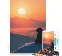 1000 Piece Jigsaw Puzzles- Bear Silhouette at Sunset Accurate Cut Fun Thinking Fun Game Slow Time Fun Christmas Home Art (50x75cm)