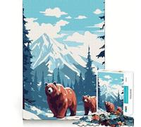 1000-piece Jigsaw Puzzles Bears in A Mountain Landscape Perfect Edge Play Brain Skill Play Slow Play Fun Birthday Mind Gift (38x26cm)