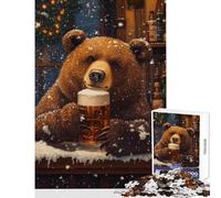 1000 Piece Jigsaw Puzzles Bear's Winter Brew- Fun Peaceful Family Home Activity Heartwarming Festive Present Choice (38X26cm)