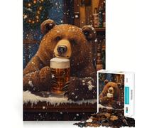1000 Piece Jigsaw Puzzles- Bear's Winter Brew- Neat Edge Decor Thinking Training Toy Easy Time Fun Birthday Game Gift (50x75cm)