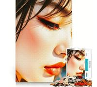 1000 Piece Jigsaw Puzzles- Beautiful Asian Woman Face Accurate Cut Fun Thinking Fun Game Slow Time Fun Christmas Home Art (38x52cm)