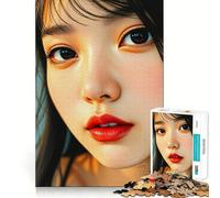 1000 Piece Jigsaw Puzzles- Beautiful Asian Woman Face Accurate Cut Fun Thinking Fun Game Slow Time Fun Christmas Home Art (38x52cm)