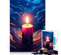 1000 Piece Jigsaw Puzzles Beautiful Burning Candle Clean Fit Decor Smart Mind Activity Cozy Time Play Christmas Fun Gift (38x52cm)