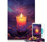 1000 Piece Jigsaw Puzzles Beautiful Burning Candle Clean Fit Decor Smart Mind Activity Cozy Time Play Christmas Fun Gift (50x75cm)