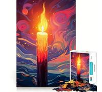 1000-piece Jigsaw Puzzles Beautiful Burning Candle Perfect Edge Play Brain Skill Play Slow Play Fun Birthday Mind Gift (38x52cm)