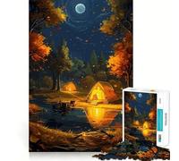 1000 Piece Jigsaw Puzzles- Beautiful Camping Night Accurate Cut Fun Thinking Fun Game Slow Time Fun Christmas Home Art (38x26cm)