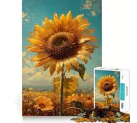 1000 Piece Jigsaw Puzzles Beautiful Golden Sunflower Clean Fit Decor Smart Mind Activity Cozy Time Play Christmas Fun Gift (50x75cm)
