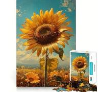 1000 Piece Jigsaw Puzzles- Beautiful Golden Sunflower Neat Edge Decor Thinking Training Toy Easy Time Fun Birthday Game Gift (38x52cm)